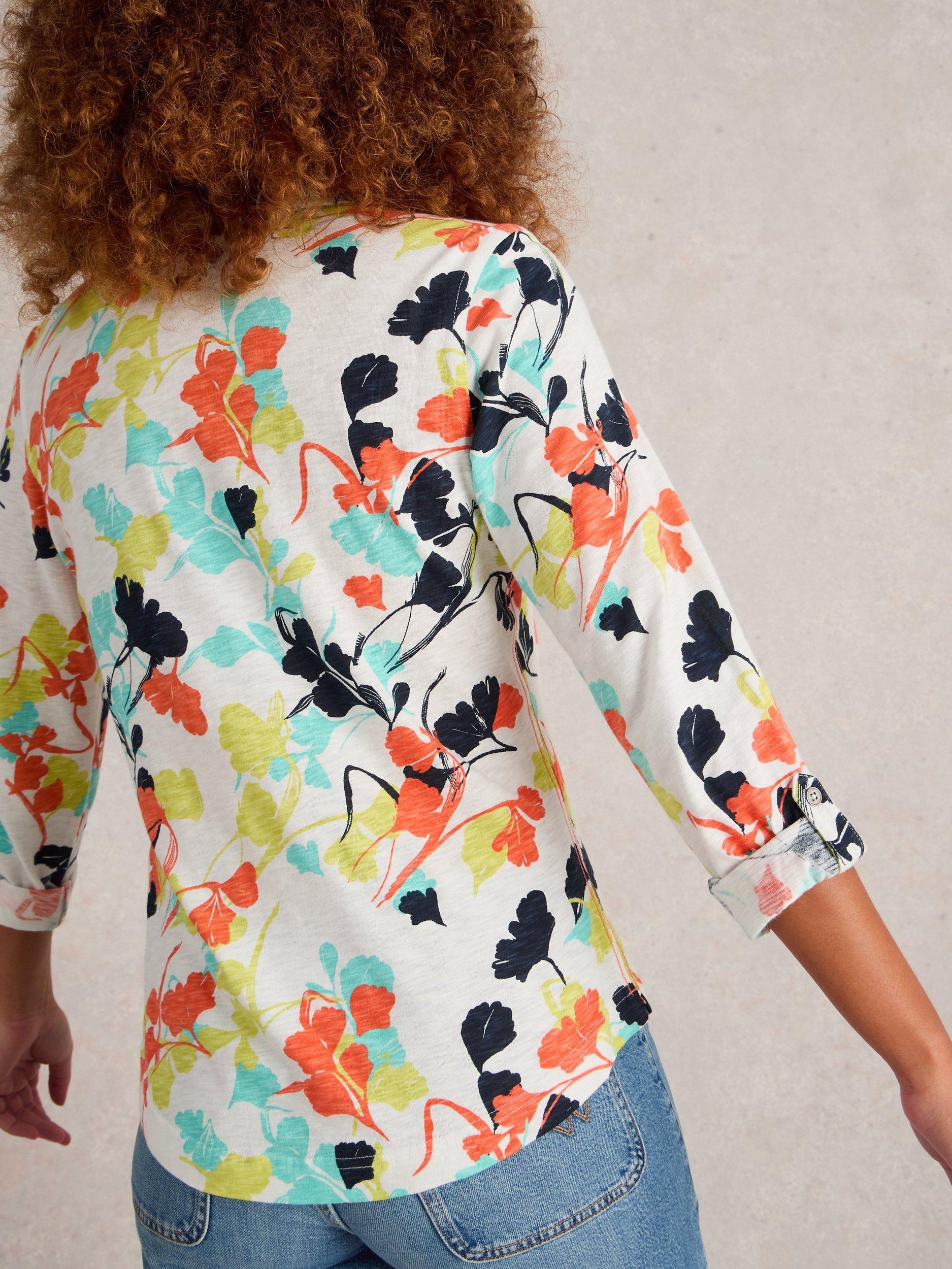 Product image 2 of 6, which shows White Stuff Annie Floral Jersey Shirt, Ivory/Multi, 10