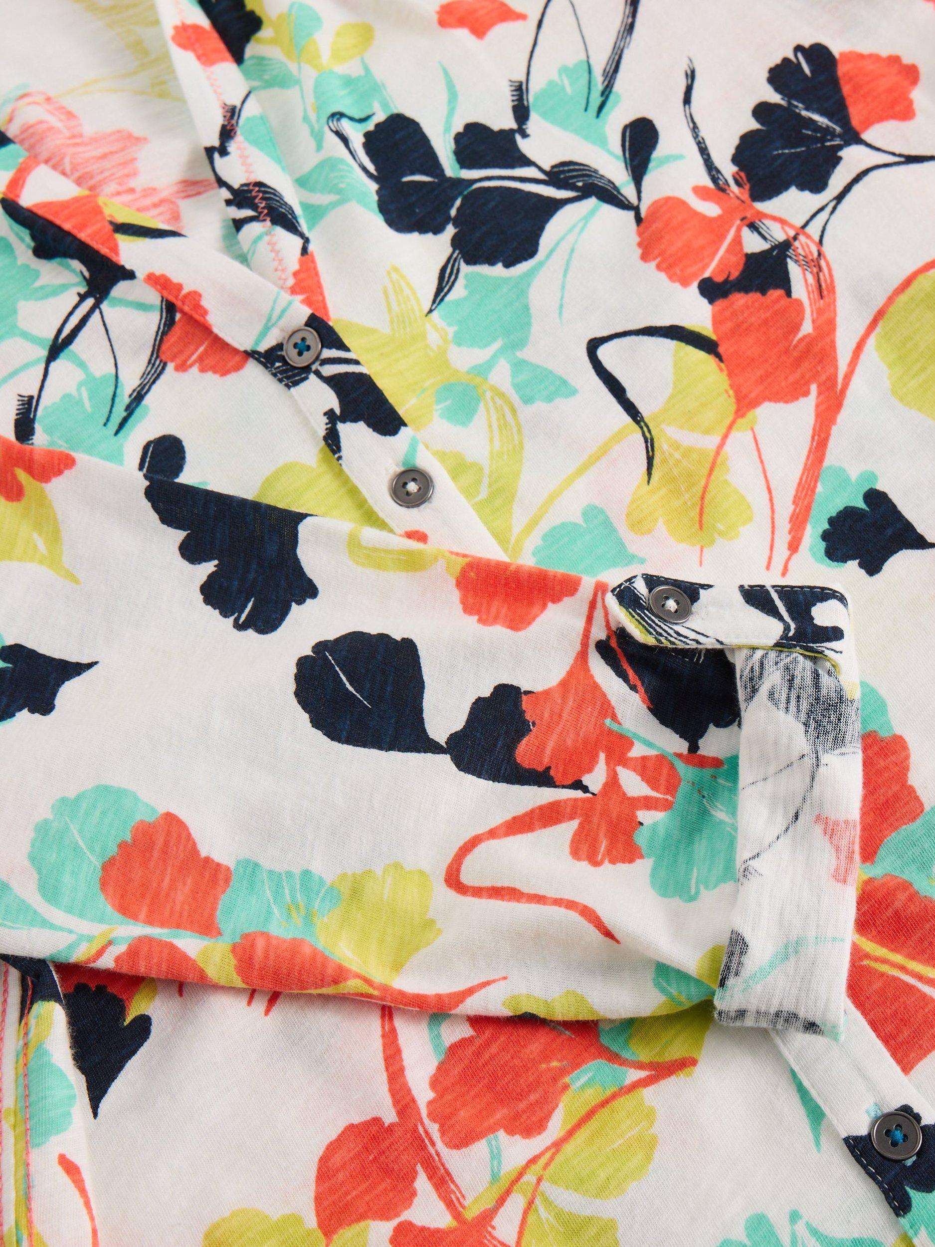 Product image 6 of 6, which shows White Stuff Annie Floral Jersey Shirt, Ivory/Multi, 10