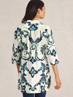 White Stuff Blake Paisley Print Linen Tunic, ivory/Multi - view 2, Ivory/Multi