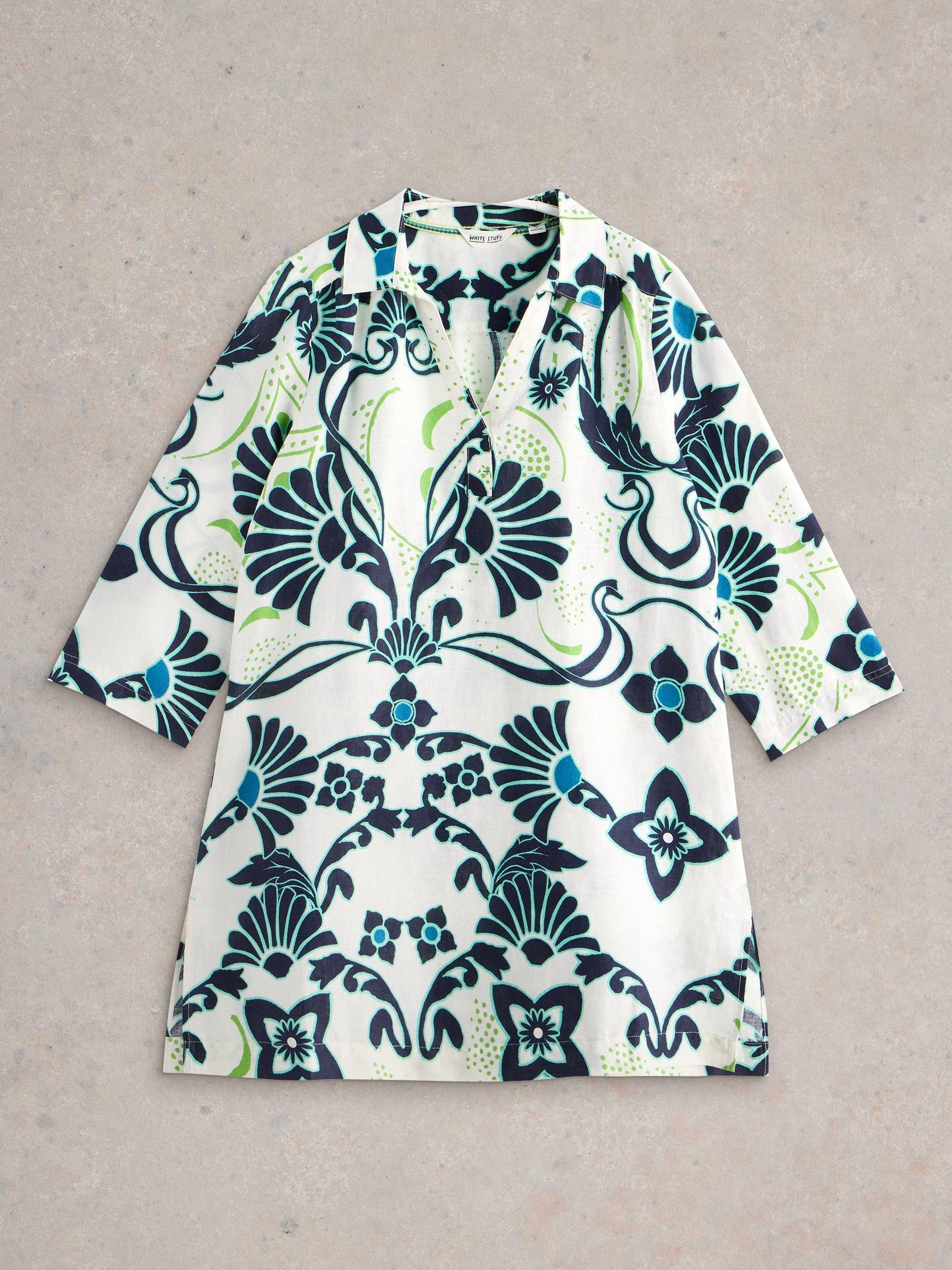 Product image 5 of 6, which shows White Stuff Blake Paisley Print Linen Tunic, Ivory/Multi, 6