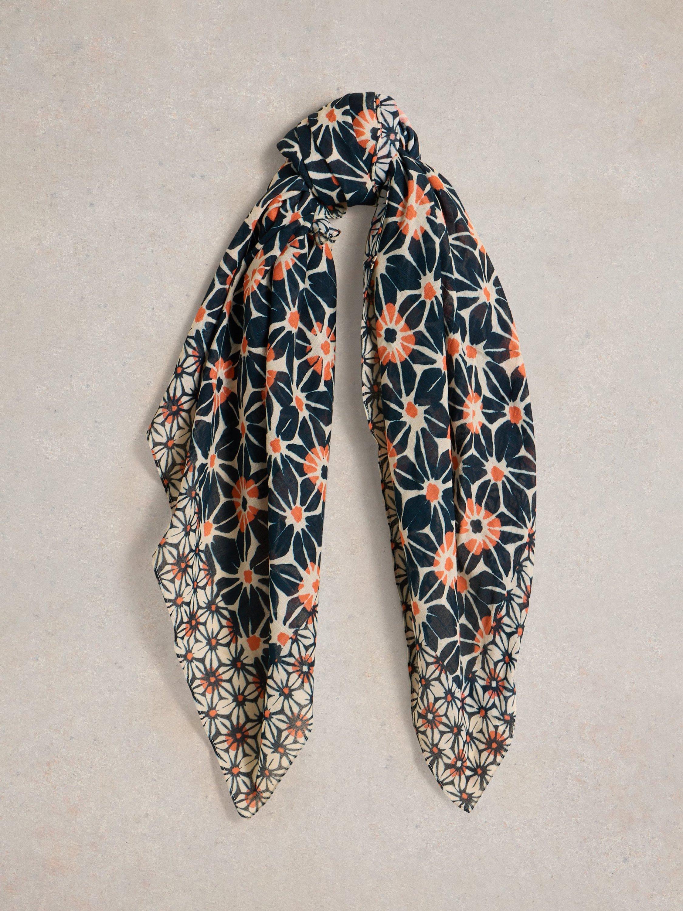 White Stuff Mosaic Geometric Square Scarf, Navy/Multi