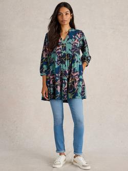 White Stuff Marta Print Tunic Top, Navy/Multi, Navy/Multi