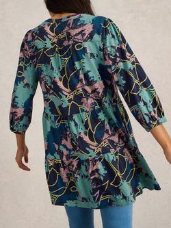 White Stuff Marta Print Tunic Top, Navy/Multi - view 2, Navy/Multi