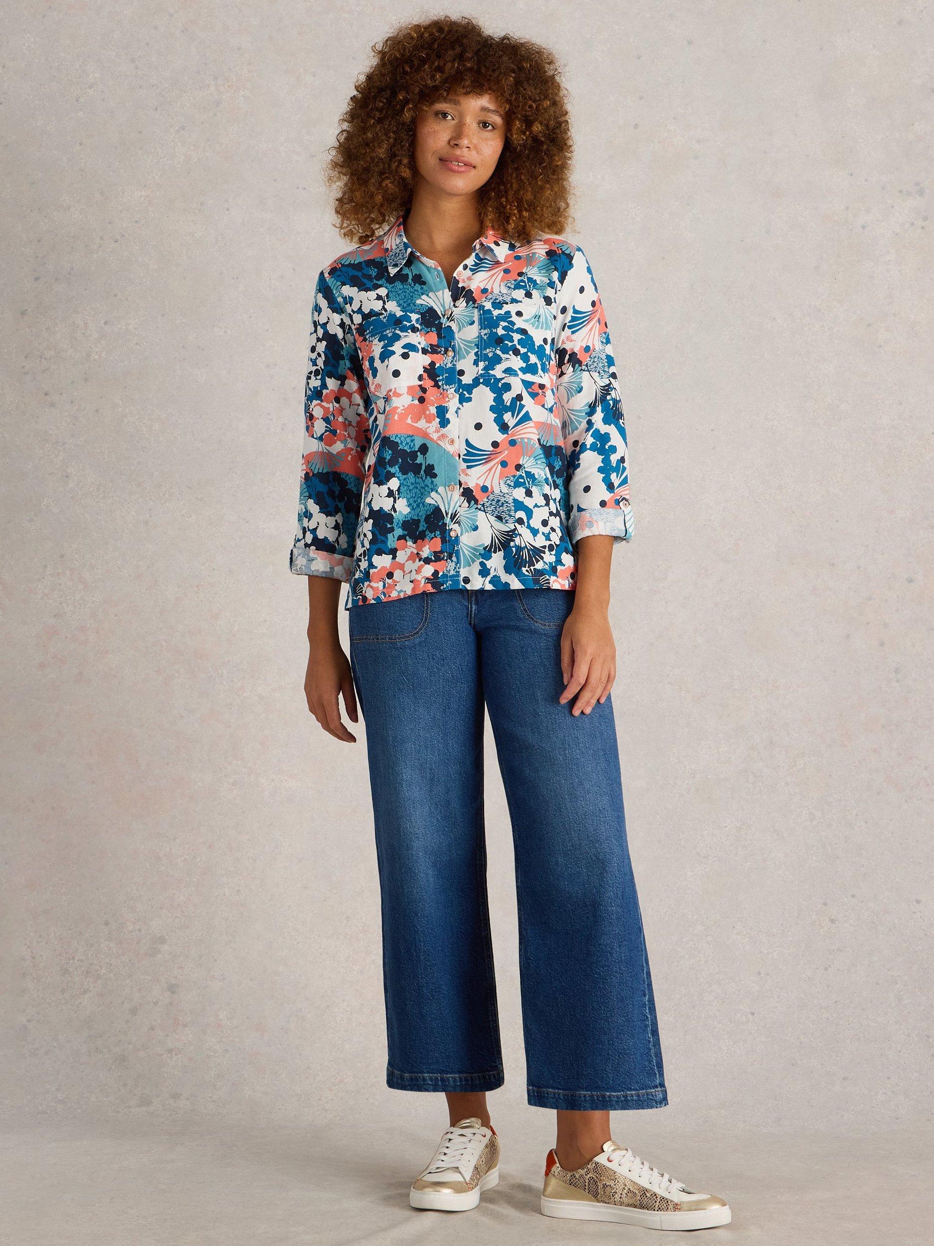 Product image 1 of 6, which shows White Stuff Sophie Floral Pure Organic Cotton Shirt, Ivory/Multi, 6