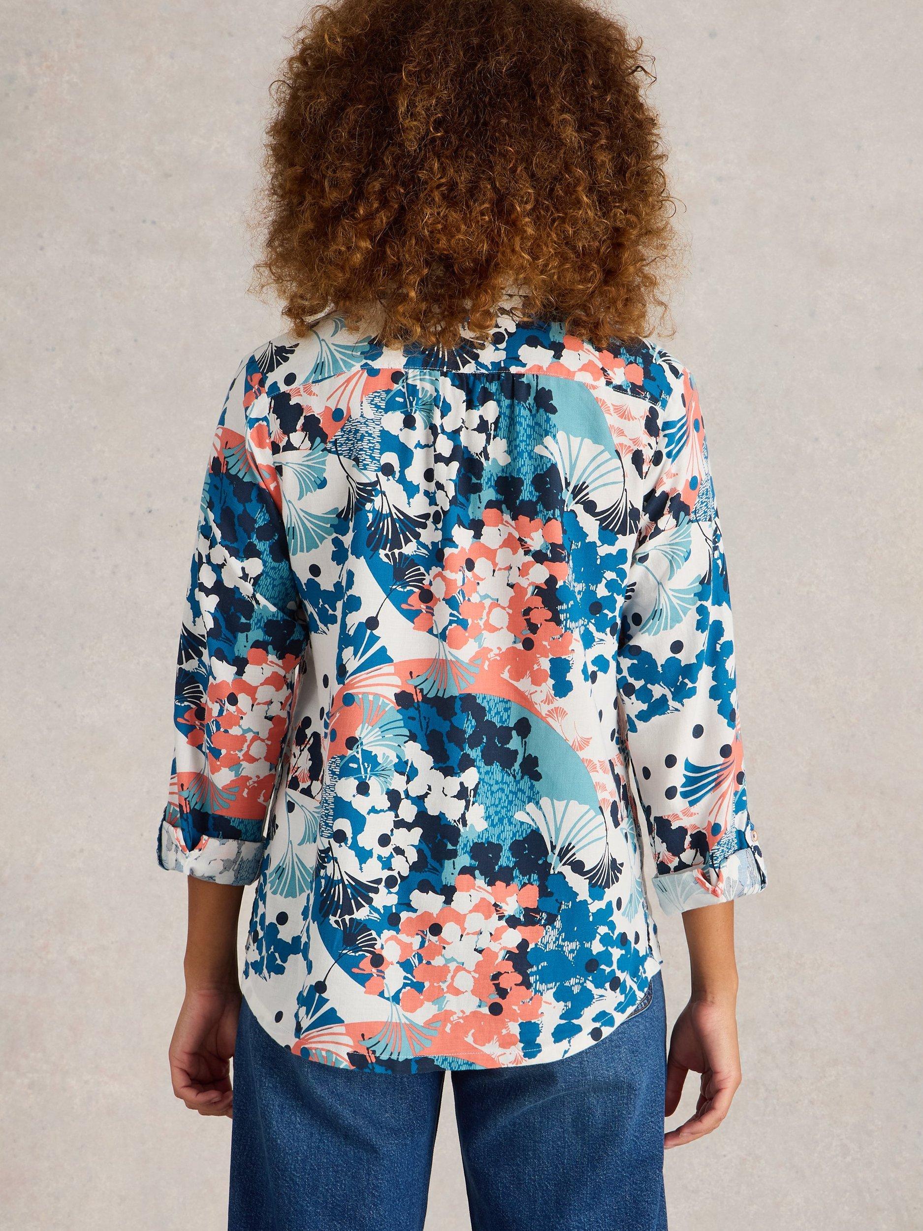Product image 2 of 6, which shows White Stuff Sophie Floral Pure Organic Cotton Shirt, Ivory/Multi, 6
