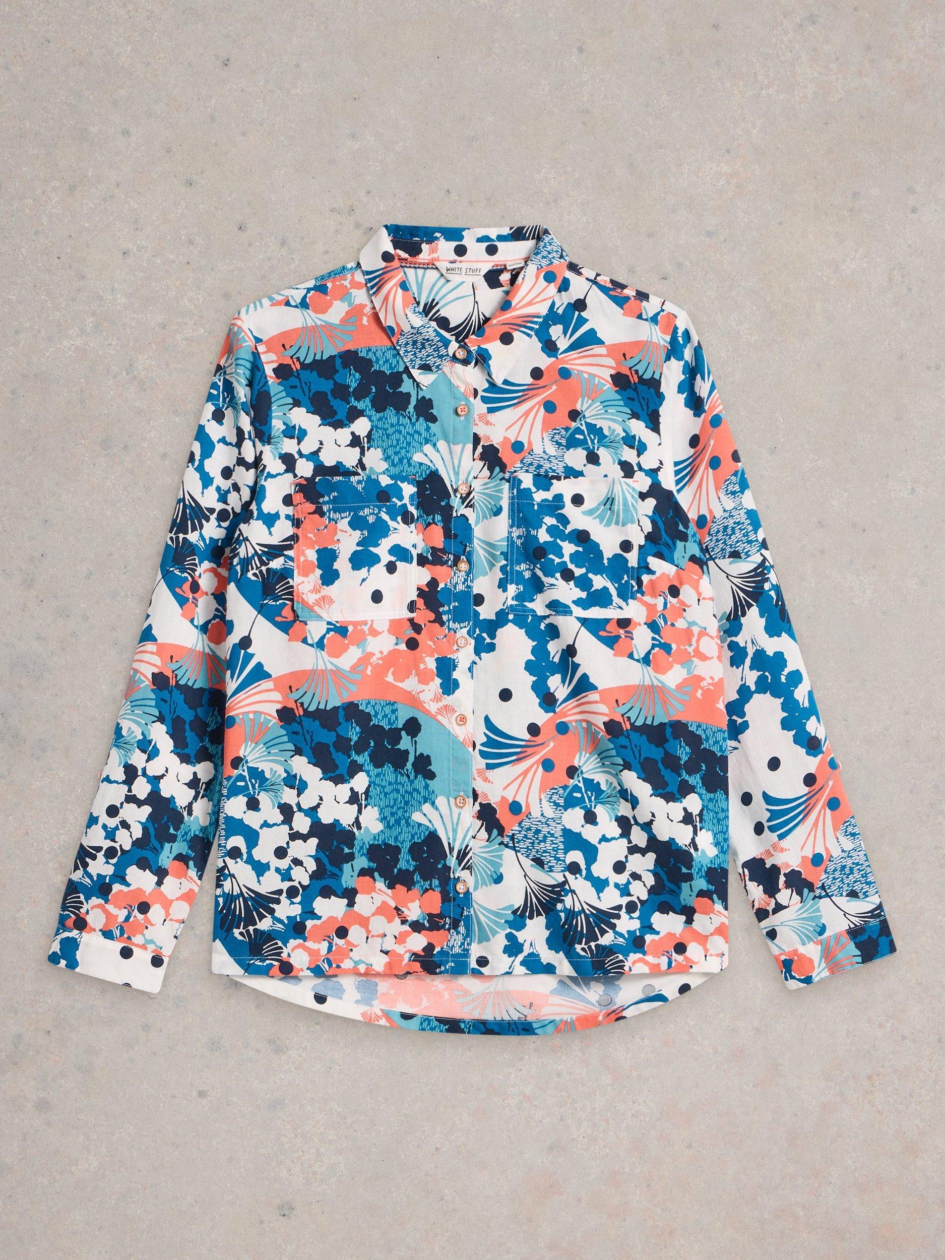 Product image 5 of 6, which shows White Stuff Sophie Floral Pure Organic Cotton Shirt, Ivory/Multi, 6