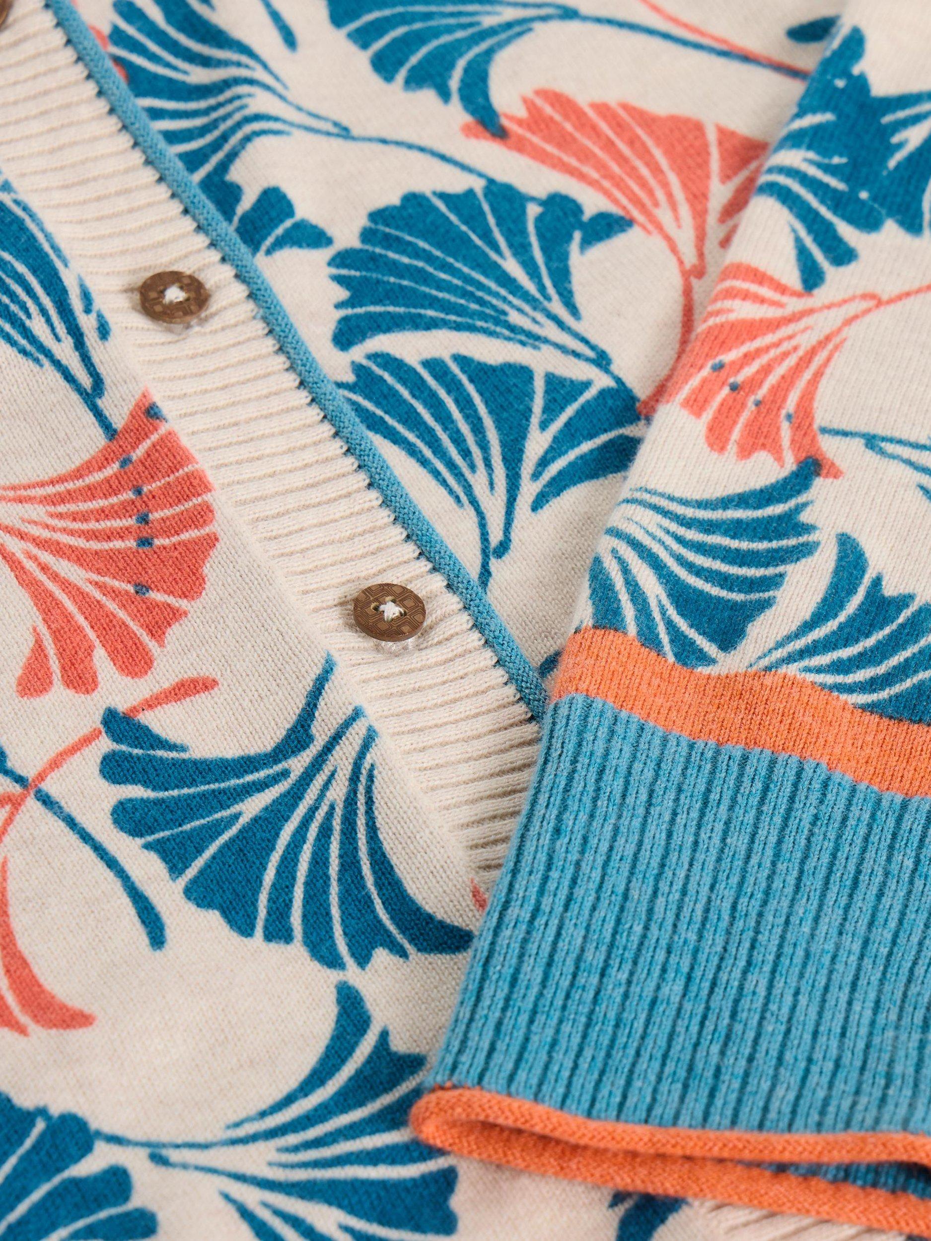 Product image 6 of 6, which shows White Stuff Lulu Floral Pure Organic Cotton Cardigan, Natural/Multi, 6
