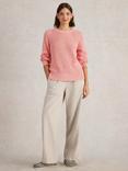White Stuff Bailey Twisted Yarn Pure Organic Cotton Jumper, Mid Coral