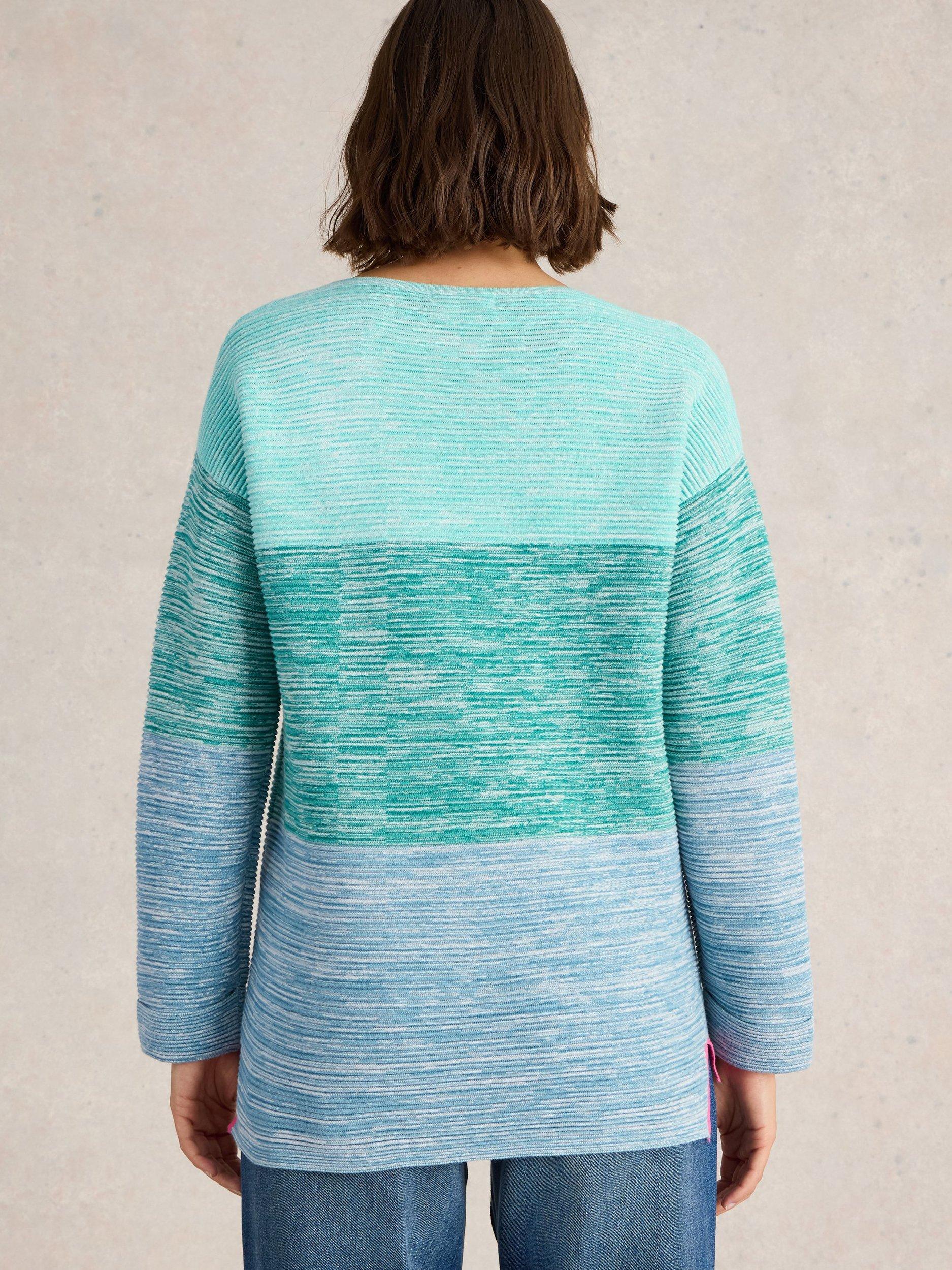 Product image 2 of 6, which shows White Stuff Jana Twist Pure Organic Cotton Jumper, Blue/Multi, 6