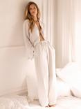 Mint Velvet Striped Pyjama Shirt, White/Grey