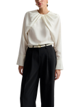 Malina Evie Pleat Neck Top, Vanilla