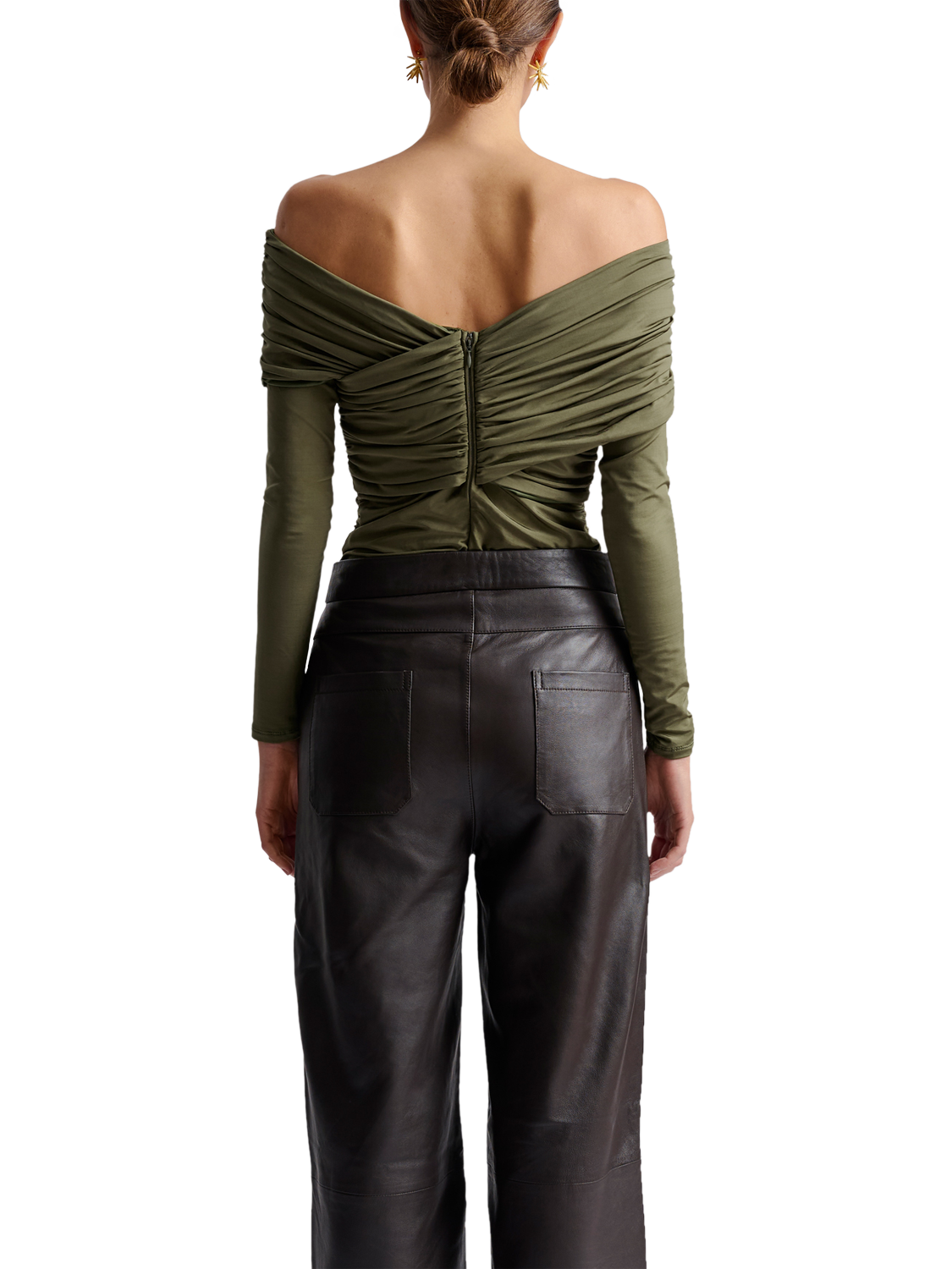Product image 2 of 5, which shows Malina Siri Jersey Wrap Top, Olive, XS