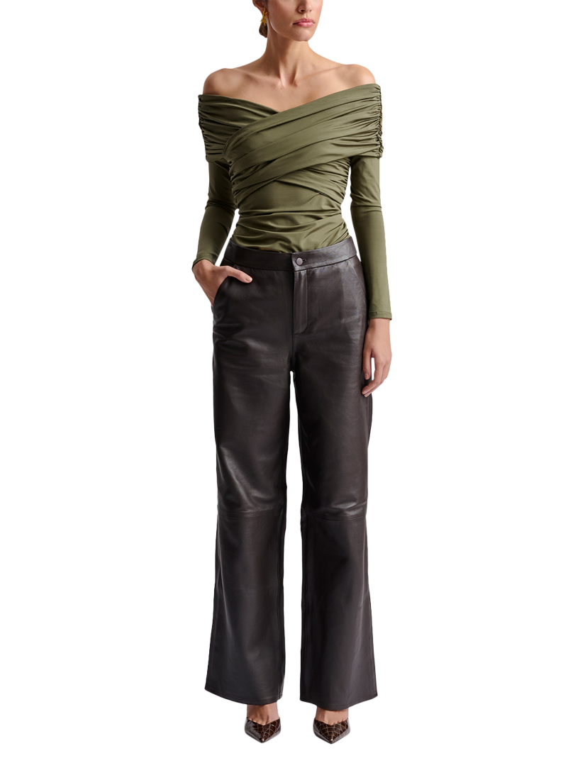 Product image 3 of 5, which shows Malina Siri Jersey Wrap Top, Olive, XS
