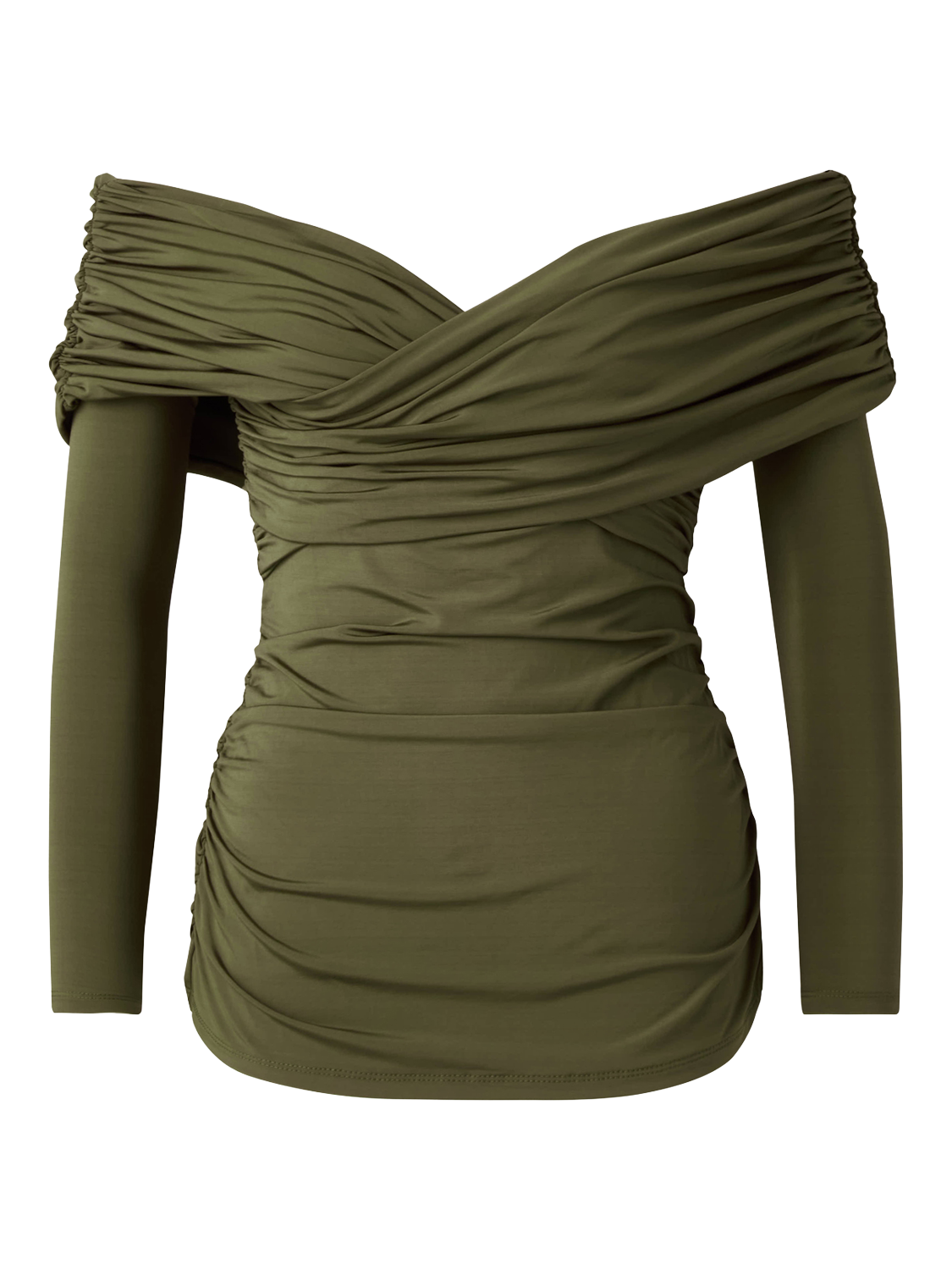 Product image 5 of 5, which shows Malina Siri Jersey Wrap Top, Olive, XS