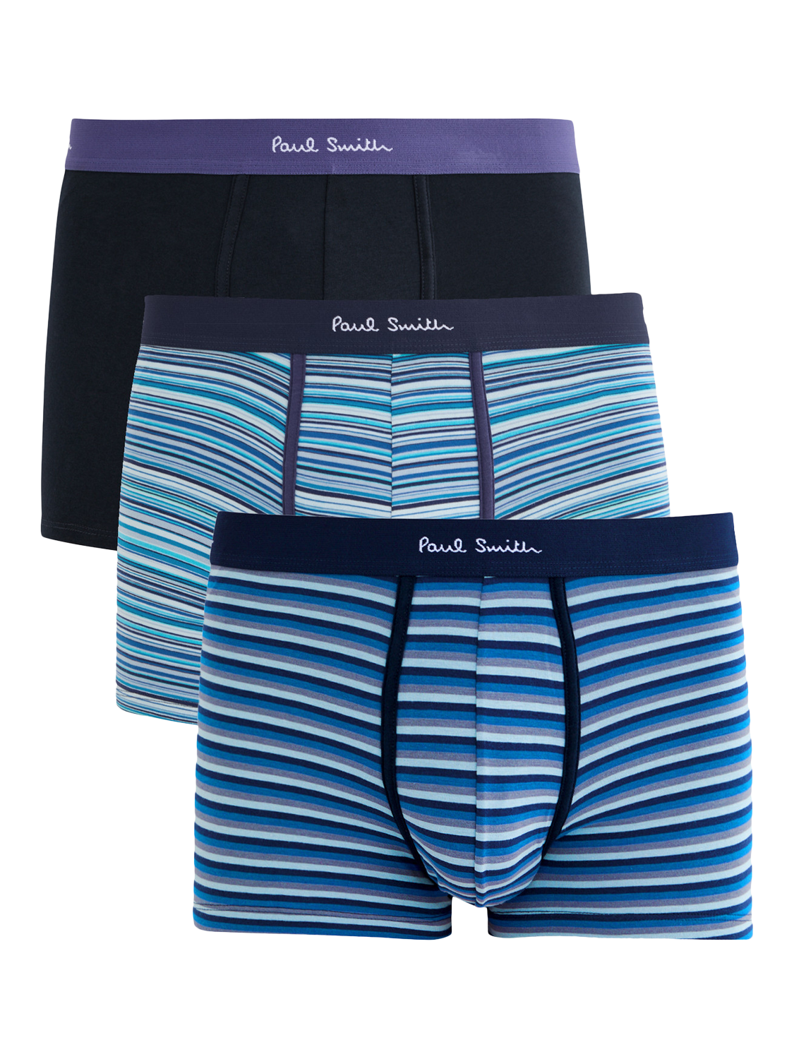 Paul Smith Plain/Stripe Trunks, Pack of 3, Blue Navy