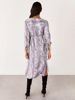 Whistles Mottled Snake Print Midi Dress, Grey/Multi - view 2, Grey/Multi