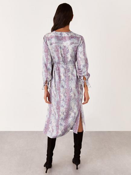 Whistles Mottled Snake Print Midi Dress, Grey/Multi - view 2, Grey/Multi