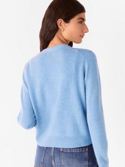 Whistles V-Neck Pure Wool Cardigan - view 2, Blue