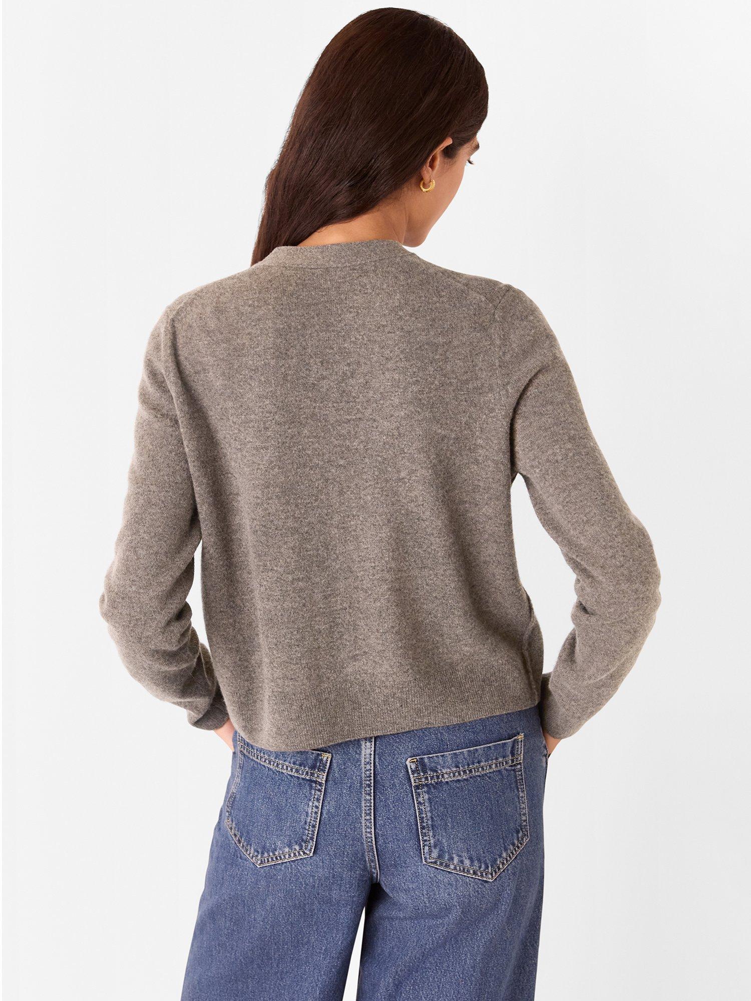 Product image 2 of 5, which shows Whistles V-Neck Pure Wool Cardigan, Neutral, XS
