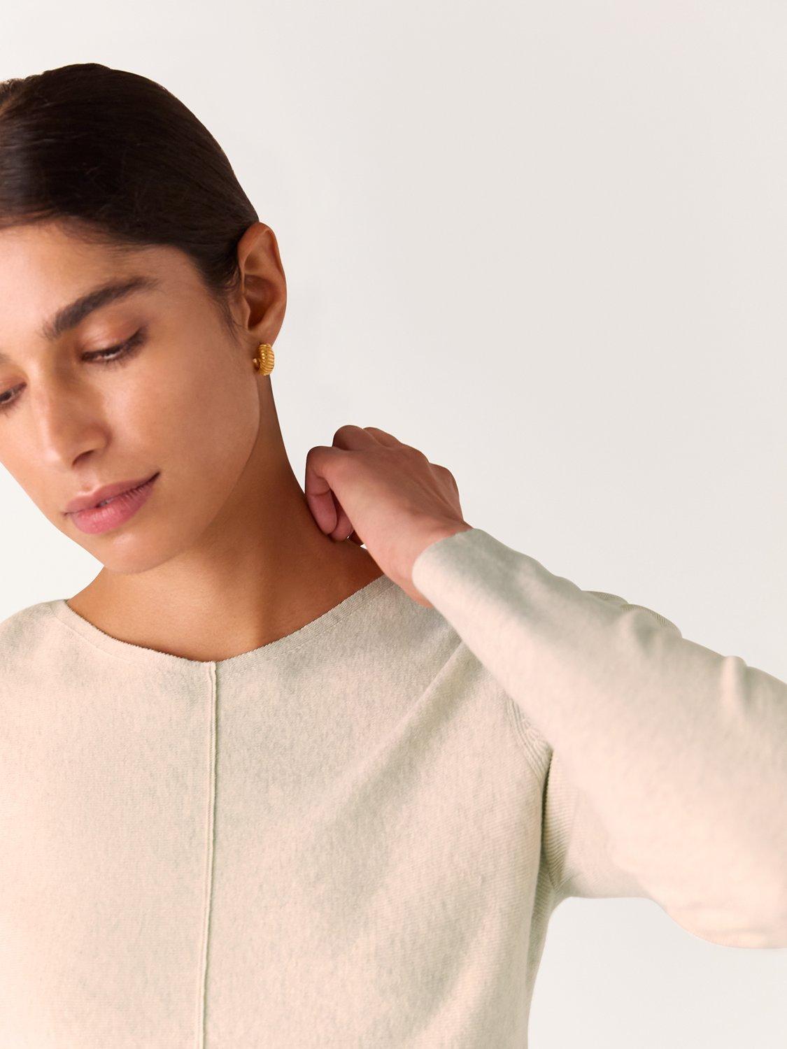 Product image 4 of 5, which shows Whistles Peplum Detail Knit Top, Neutral, 6