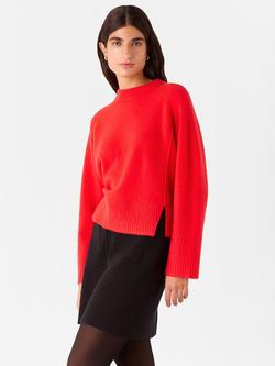 Whistles Side Split Wool Blend Jumper, Red, Red