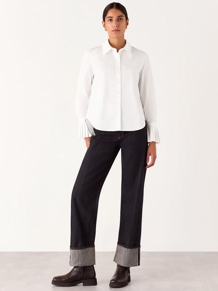 Whistles Marcy Pleated Cuff Shirt, White, White