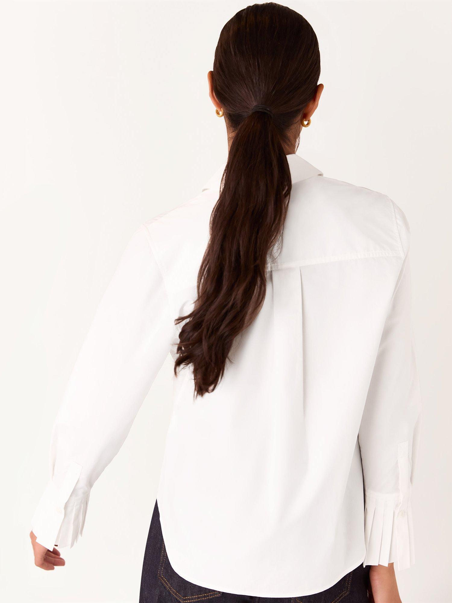 Product image 2 of 7, which shows Whistles Marcy Pleated Cuff Shirt, White, 6