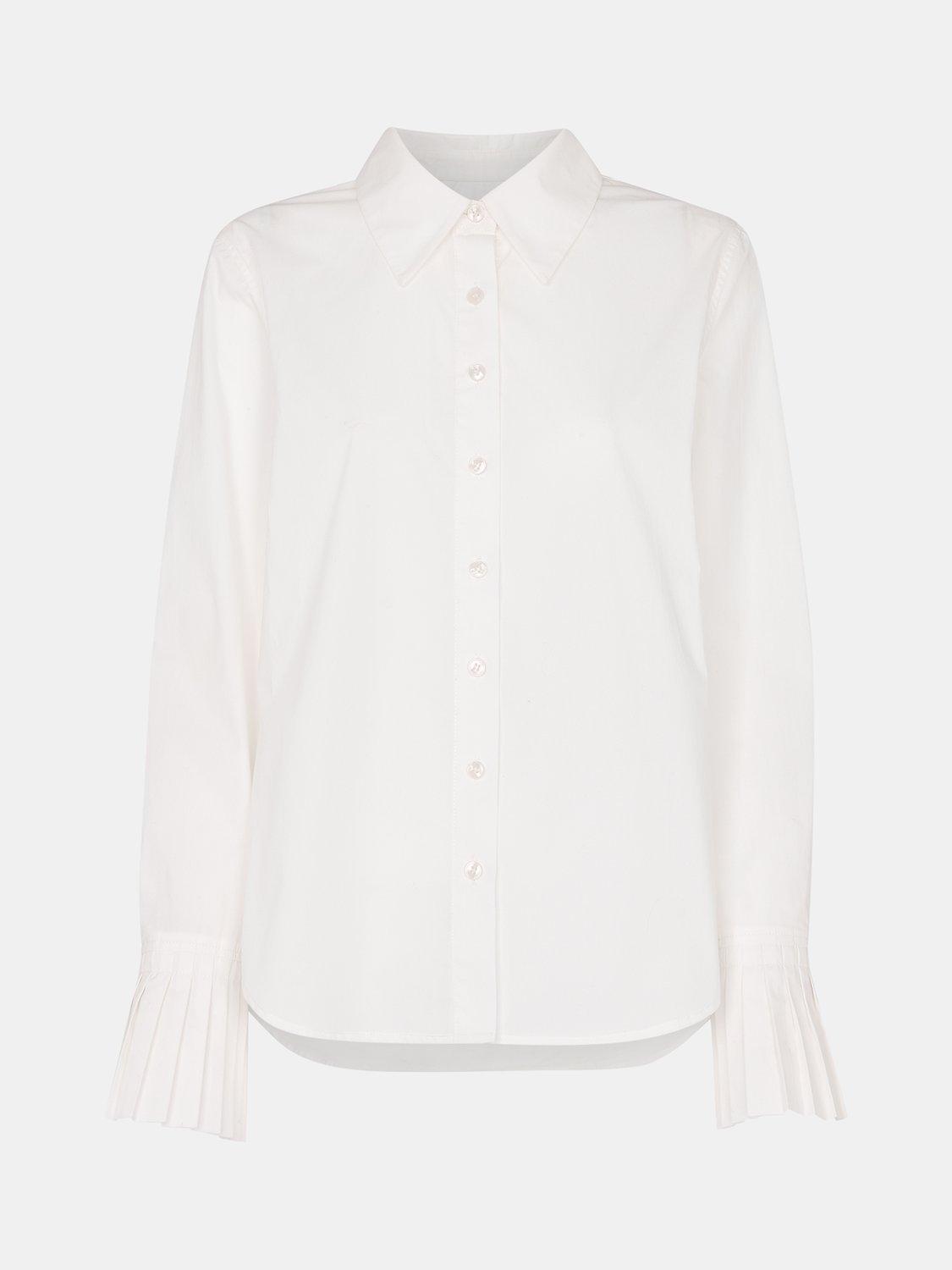 Product image 7 of 7, which shows Whistles Marcy Pleated Cuff Shirt, White, 6