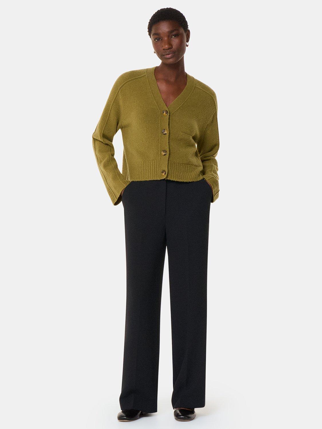 Product image 1 of 6, which shows Whistles Petite Ultimate Crepe Trousers, Black, 6