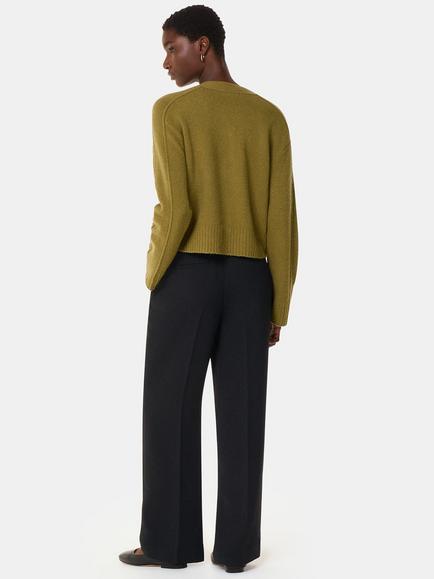 Whistles Petite Ultimate Crepe Trousers, Black - view 2, Black