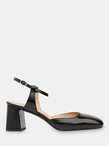 Whistles Matilda Leather Sqaure Block Heeled Sandals, Black