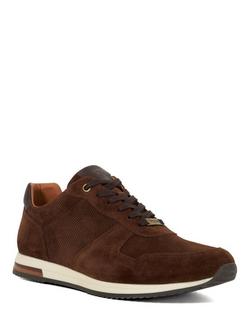 Dune London Trilogy Suede Runner Trainers - view 2, Brown