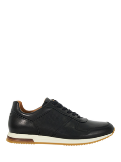 Dune London Wide Fit Trilogy Leather Trainers, Black