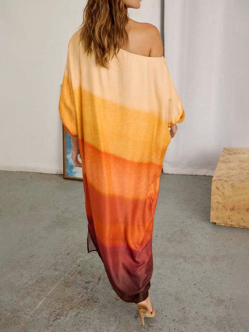 Product image 2 of 4, which shows Never Fully Dressed Jem Ombre Stripe Dress, Orange/Multi, S-M