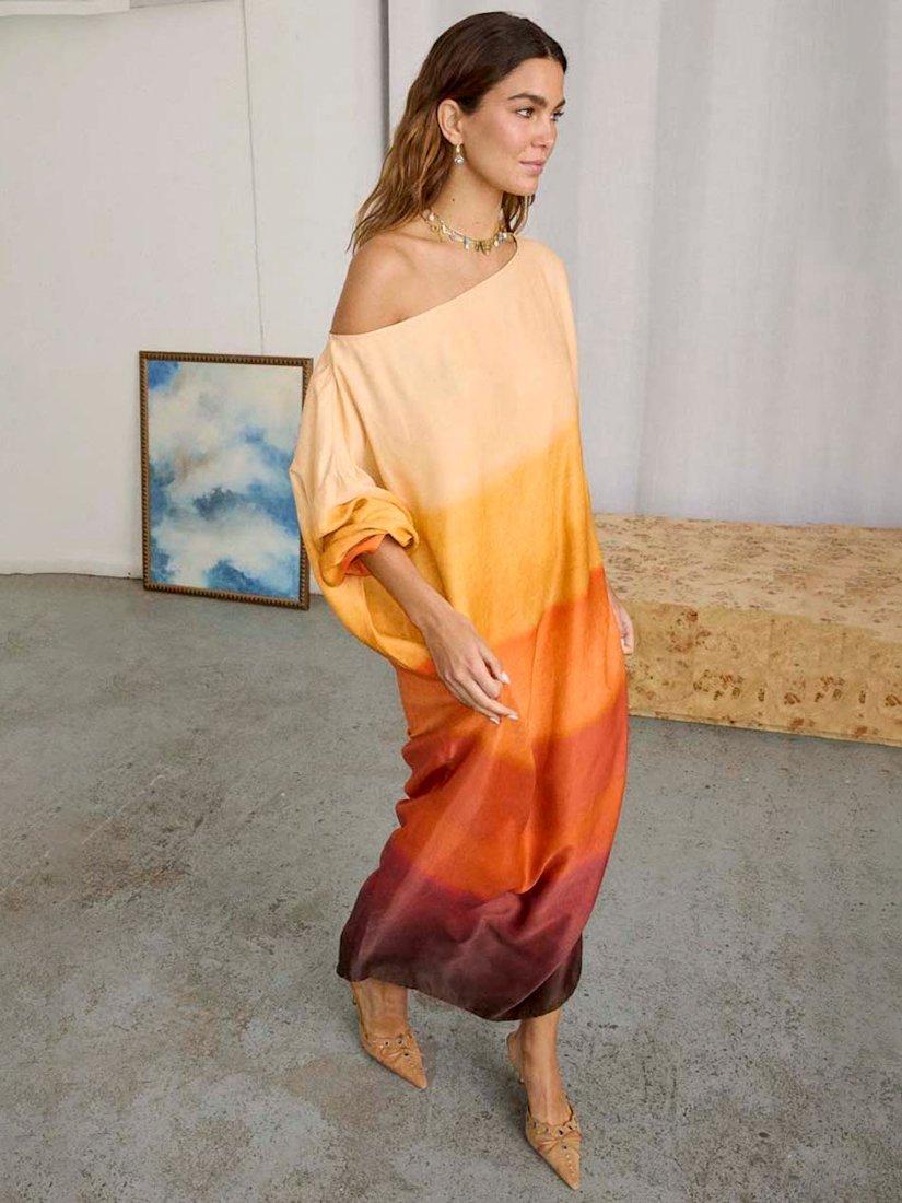 Product image 3 of 4, which shows Never Fully Dressed Jem Ombre Stripe Dress, Orange/Multi, S-M