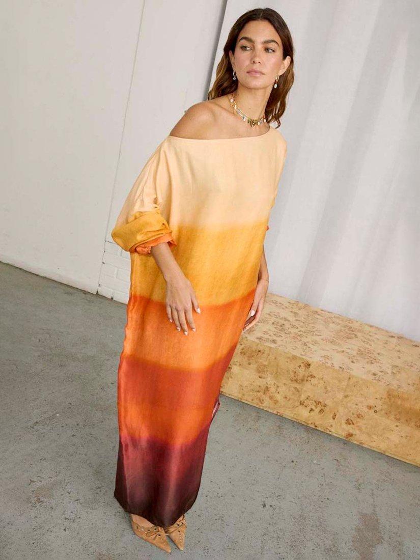 Product image 4 of 4, which shows Never Fully Dressed Jem Ombre Stripe Dress, Orange/Multi, S-M