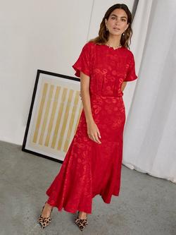 Never Fully Dressed Lipstick Print Maxi Dress, Red Berry, Red Berry