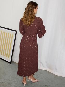 Never Fully Dressed Plisse Fleck Wrap Dress, Brown - view 2, Brown