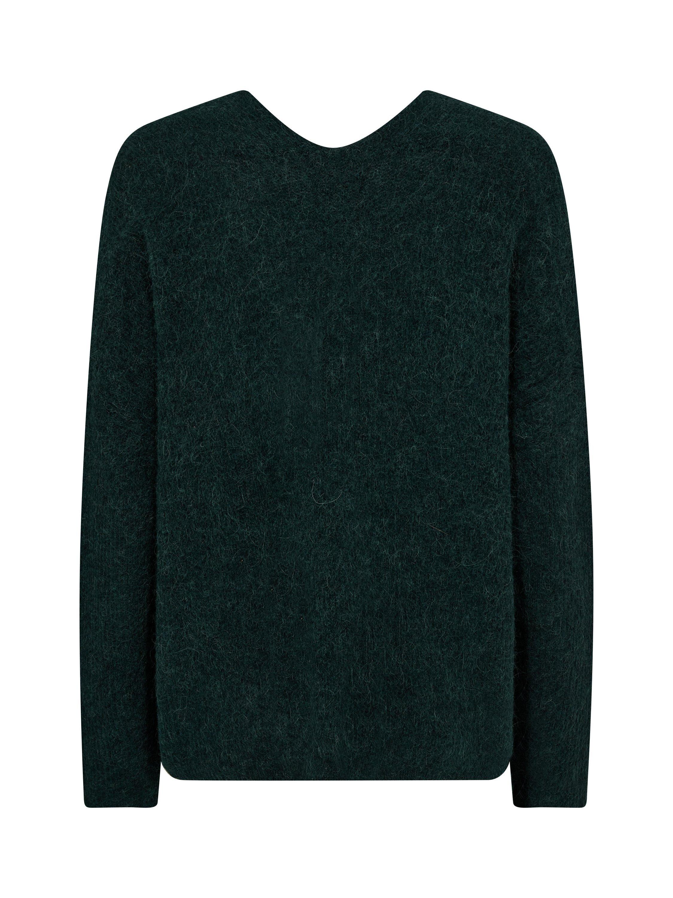 Product image 4 of 4, which shows MOS MOSH Thora V-Neck Wool Blend Jumper, Dark Pine, XS