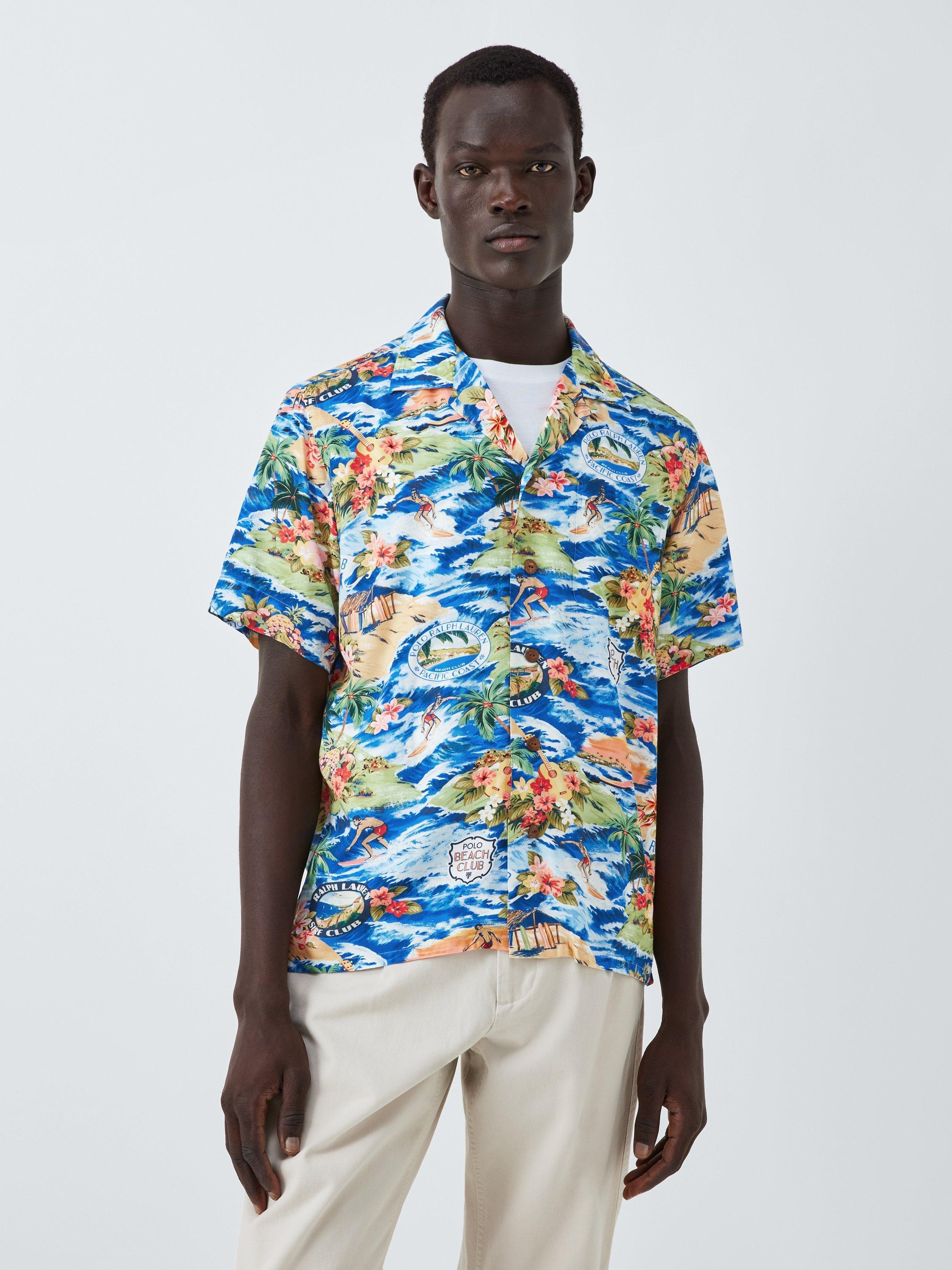 Product image 1 of 6, which shows Polo Ralph Lauren Regular Fit Tropical Scene Camp Collar Shirt, 6704 Polo Surfscenic, S