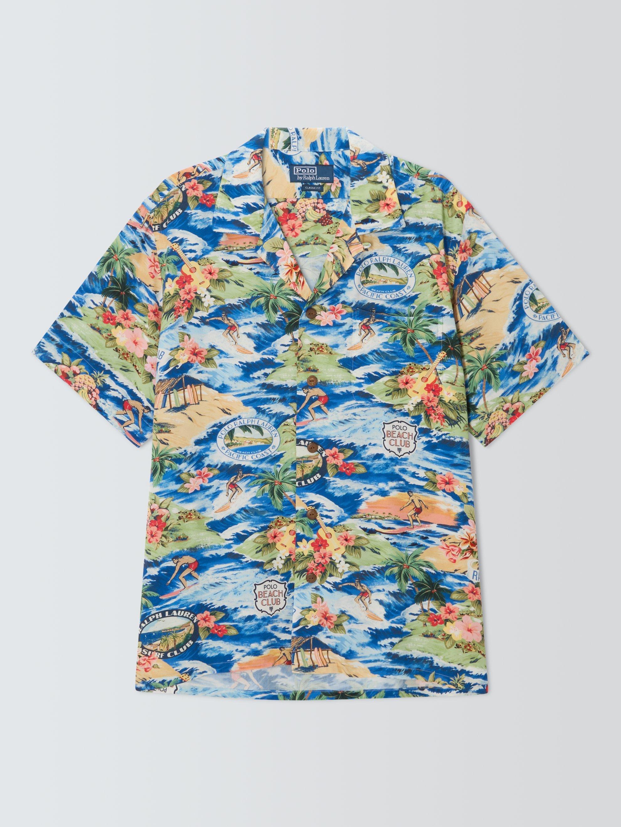 Product image 4 of 6, which shows Polo Ralph Lauren Regular Fit Tropical Scene Camp Collar Shirt, 6704 Polo Surfscenic, S