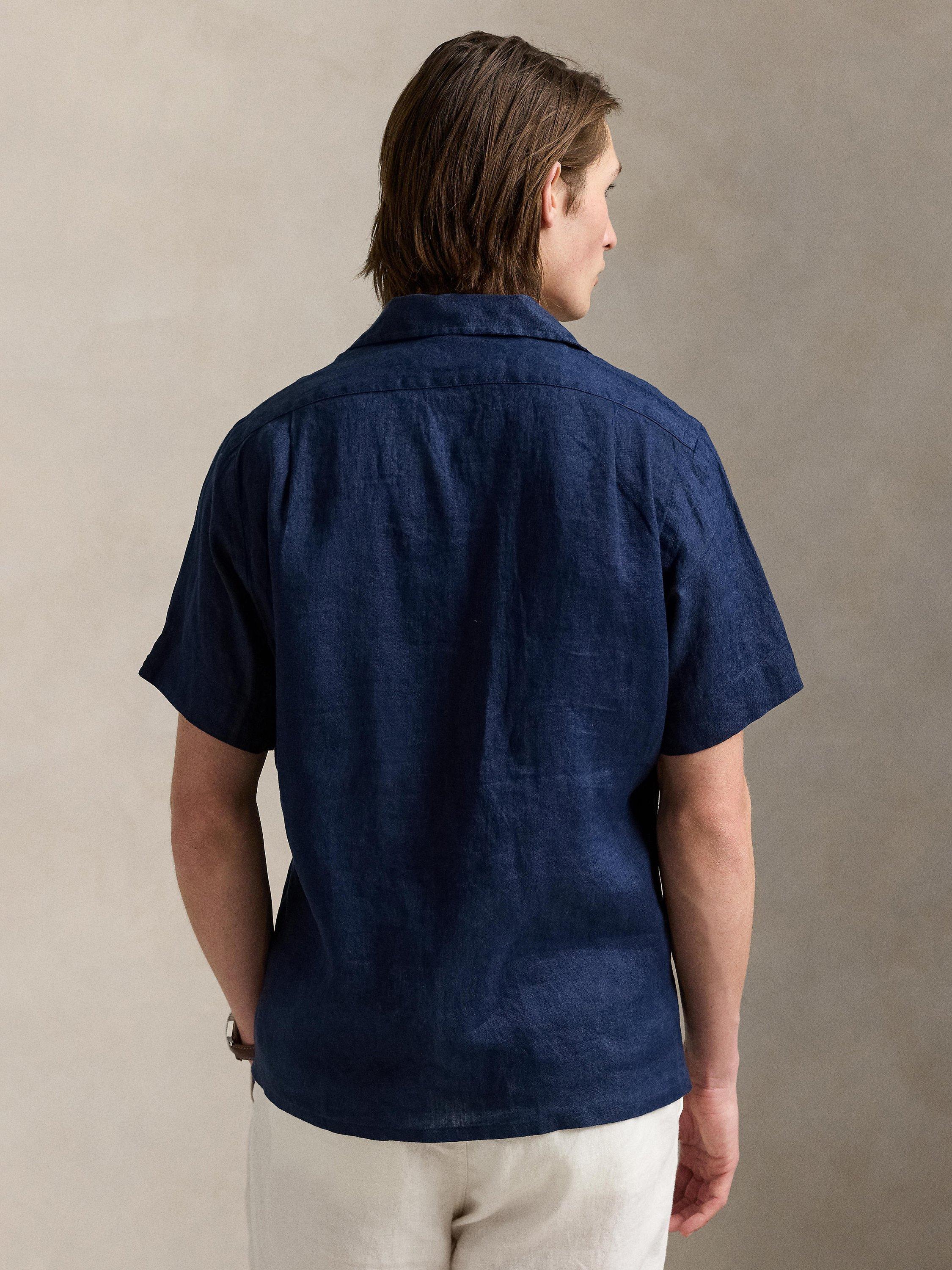 Product image 2 of 5, which shows Polo Ralph Lauren Linen Regular Fit Camp Collar Shirt, Newport Navy, S