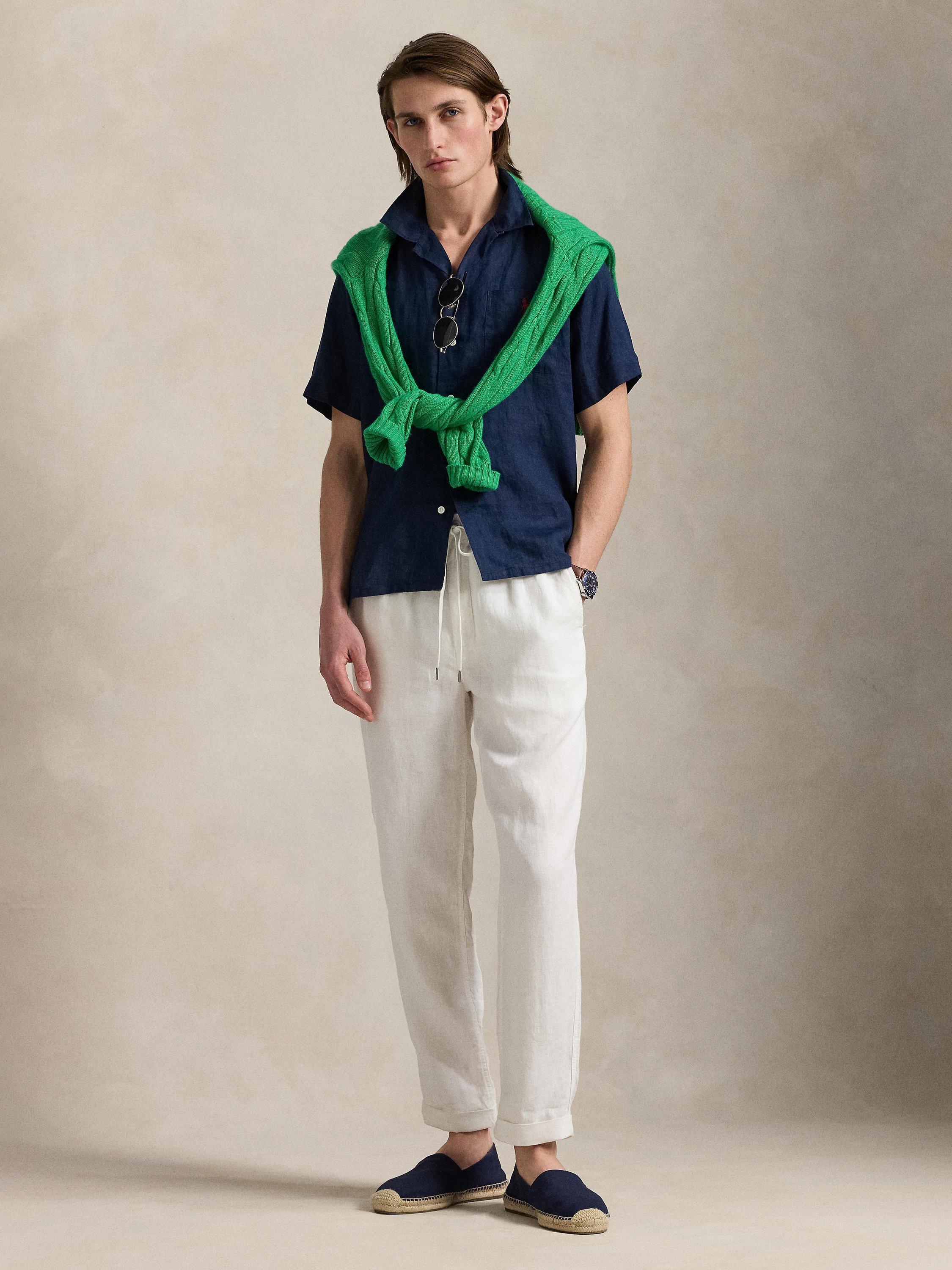 Product image 4 of 5, which shows Polo Ralph Lauren Linen Regular Fit Camp Collar Shirt, Newport Navy, S