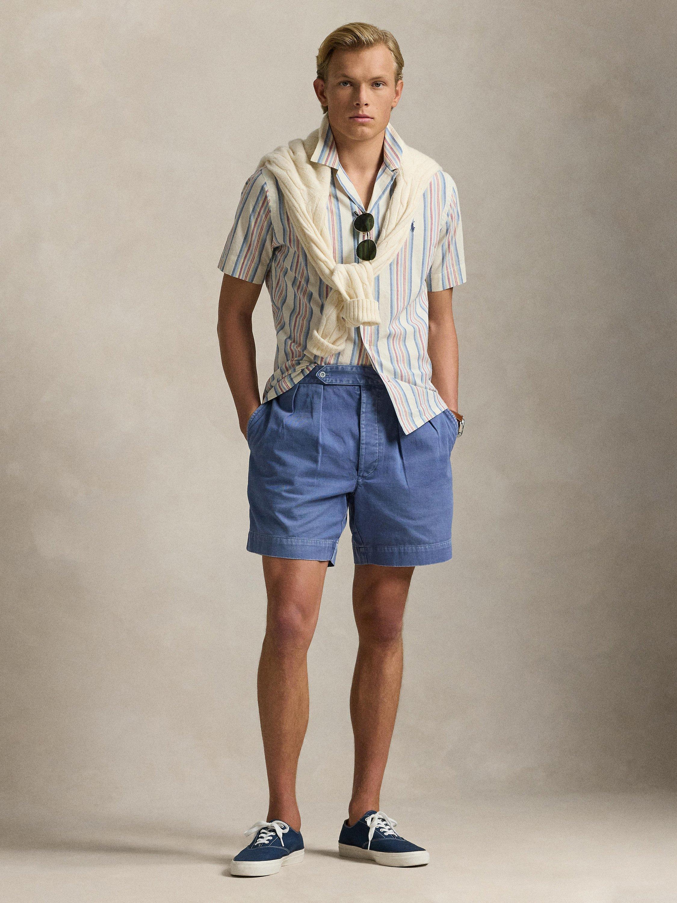 Product image 4 of 5, which shows Polo Ralph Lauren Cotton Chambray Regular Fit Stripe Shirt, 6724 Off White/Red, S