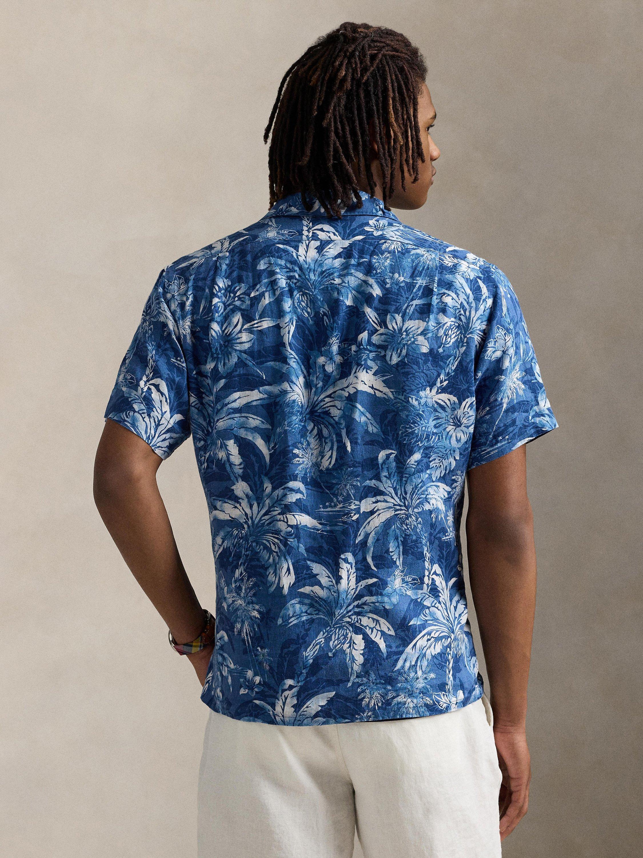 Product image 2 of 4, which shows Polo Ralph Lauren Linen Regular Fit Abstract Camp Collar Shirt, 6710 Idigopalm Shdw, S
