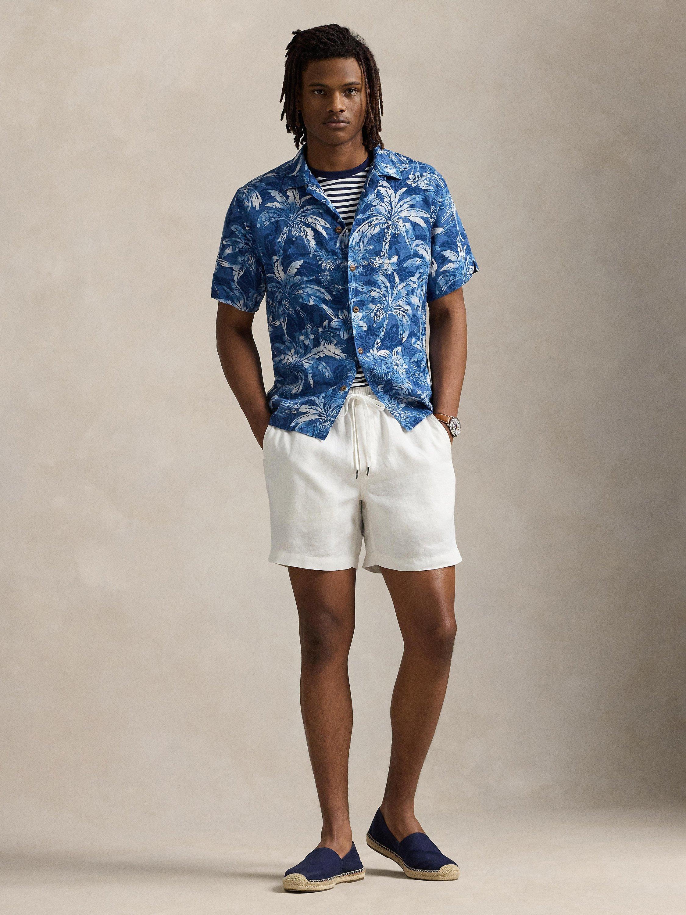 Product image 3 of 4, which shows Polo Ralph Lauren Linen Regular Fit Abstract Camp Collar Shirt, 6710 Idigopalm Shdw, S