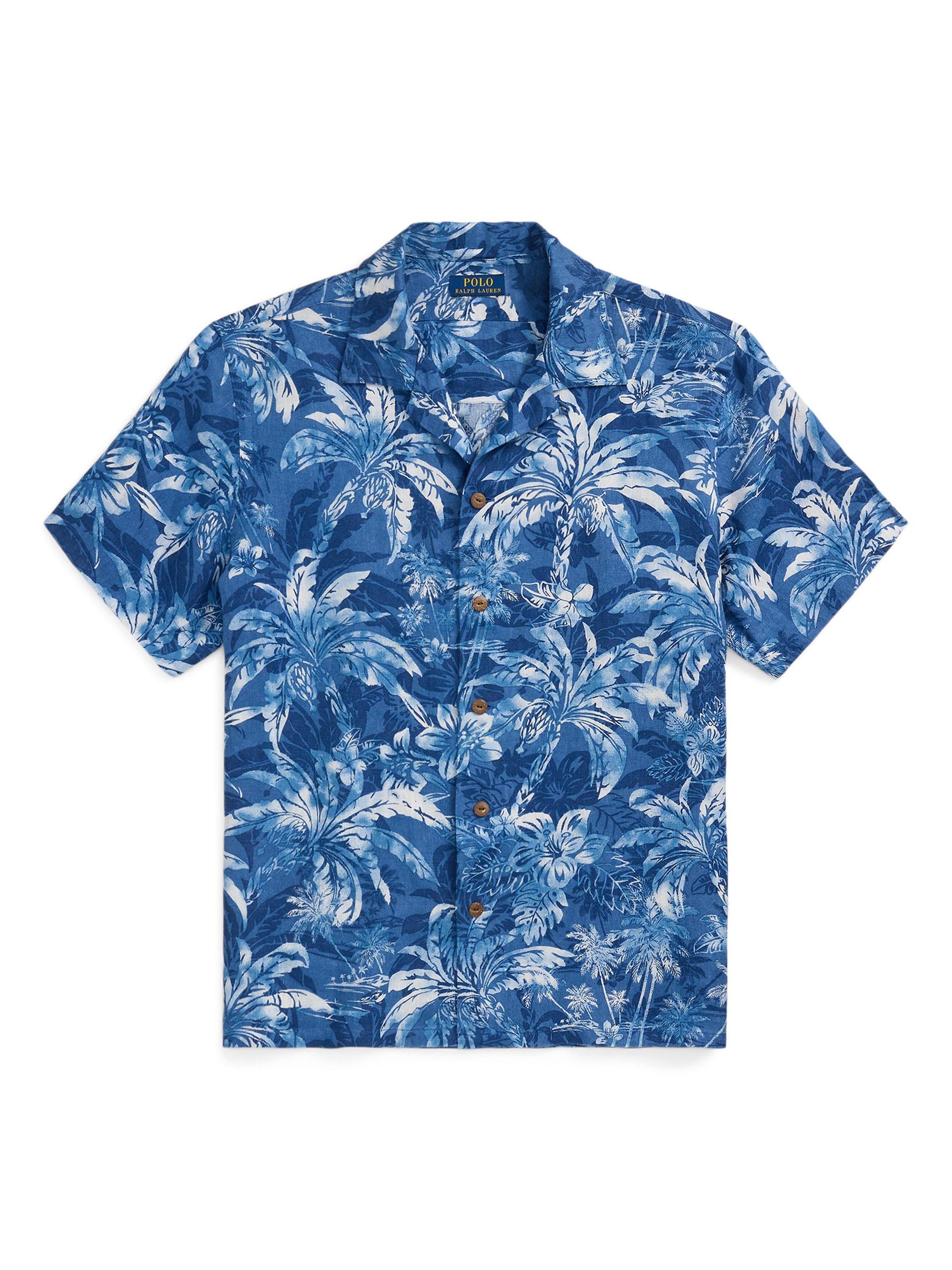 Product image 4 of 4, which shows Polo Ralph Lauren Linen Regular Fit Abstract Camp Collar Shirt, 6710 Idigopalm Shdw, S