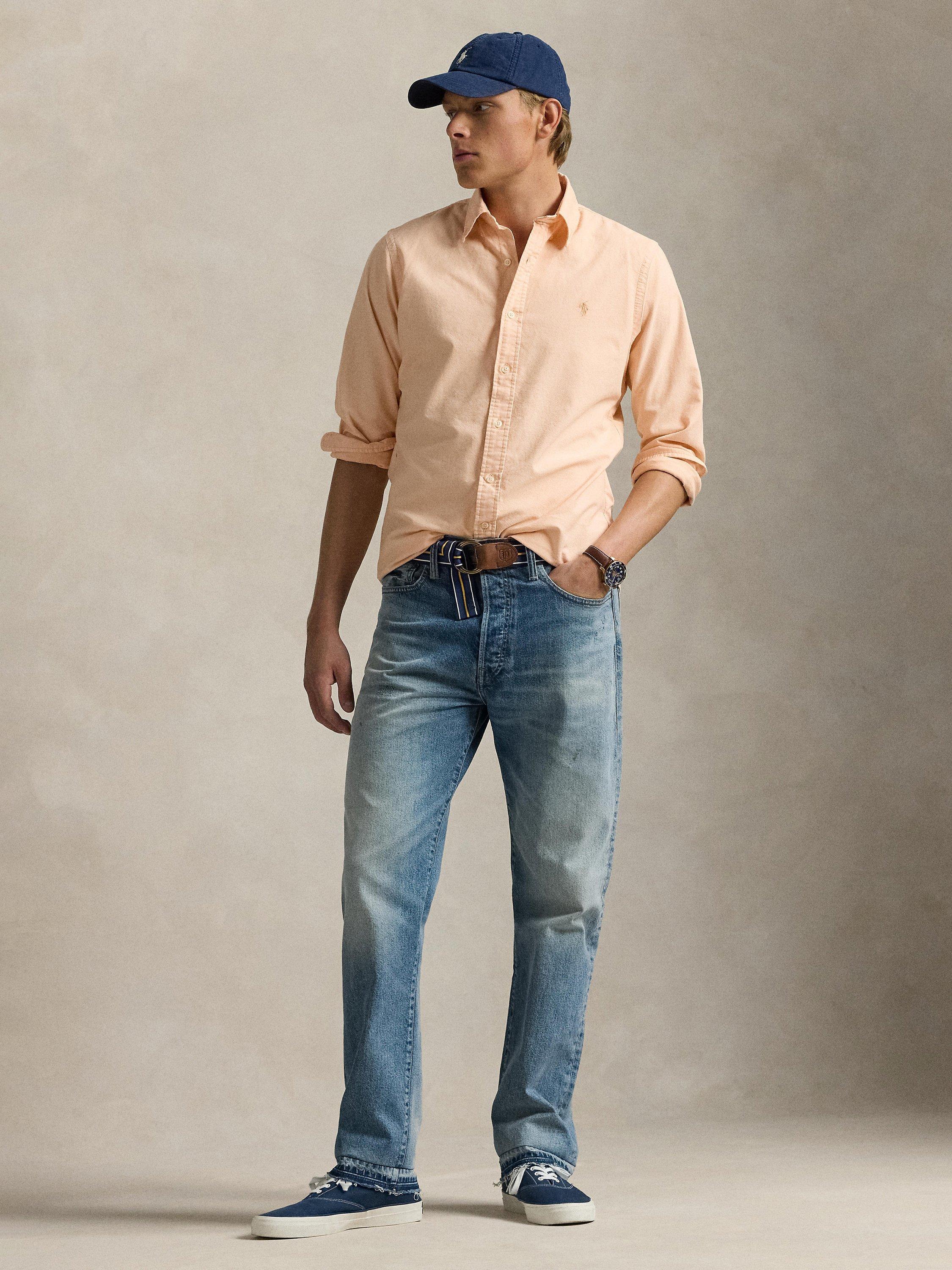 Product image 4 of 5, which shows Polo Ralph Lauren Cotton  Custom Fit Oxford Shirt, Amber, S