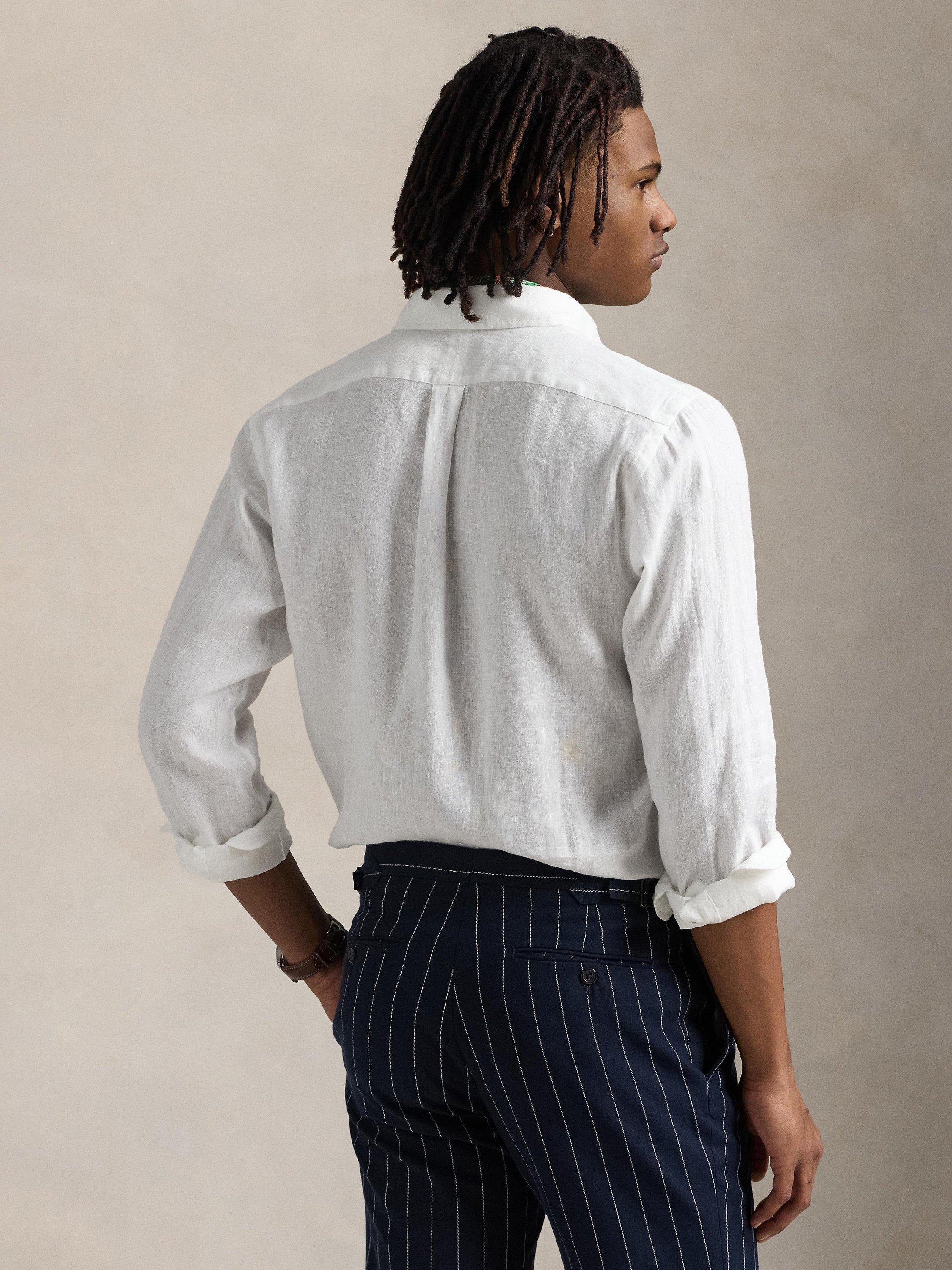 Product image 2 of 5, which shows Polo Ralph Lauren Linen Regular Fit Shirt, Ceramic White, S