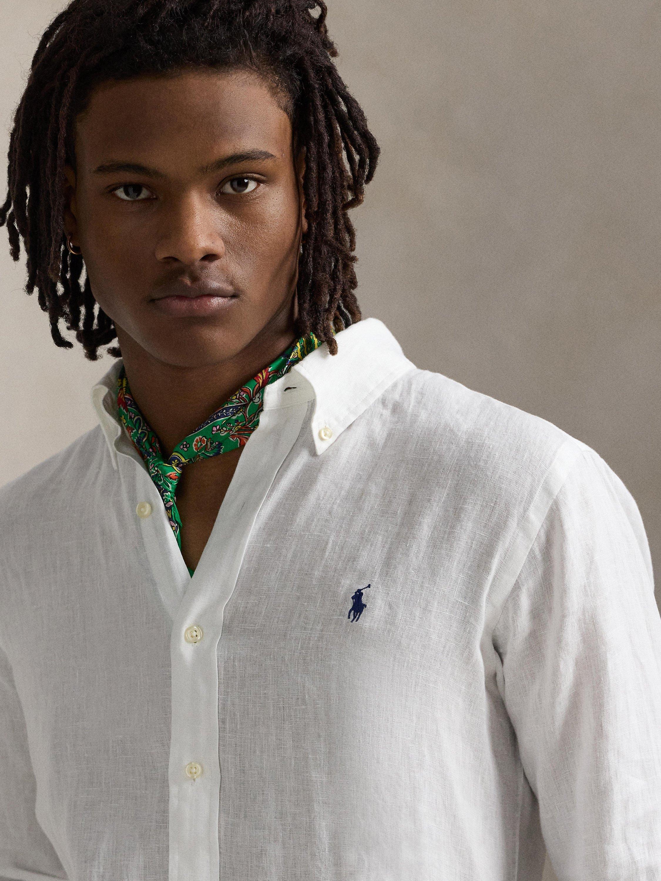 Product image 3 of 5, which shows Polo Ralph Lauren Linen Regular Fit Shirt, Ceramic White, S